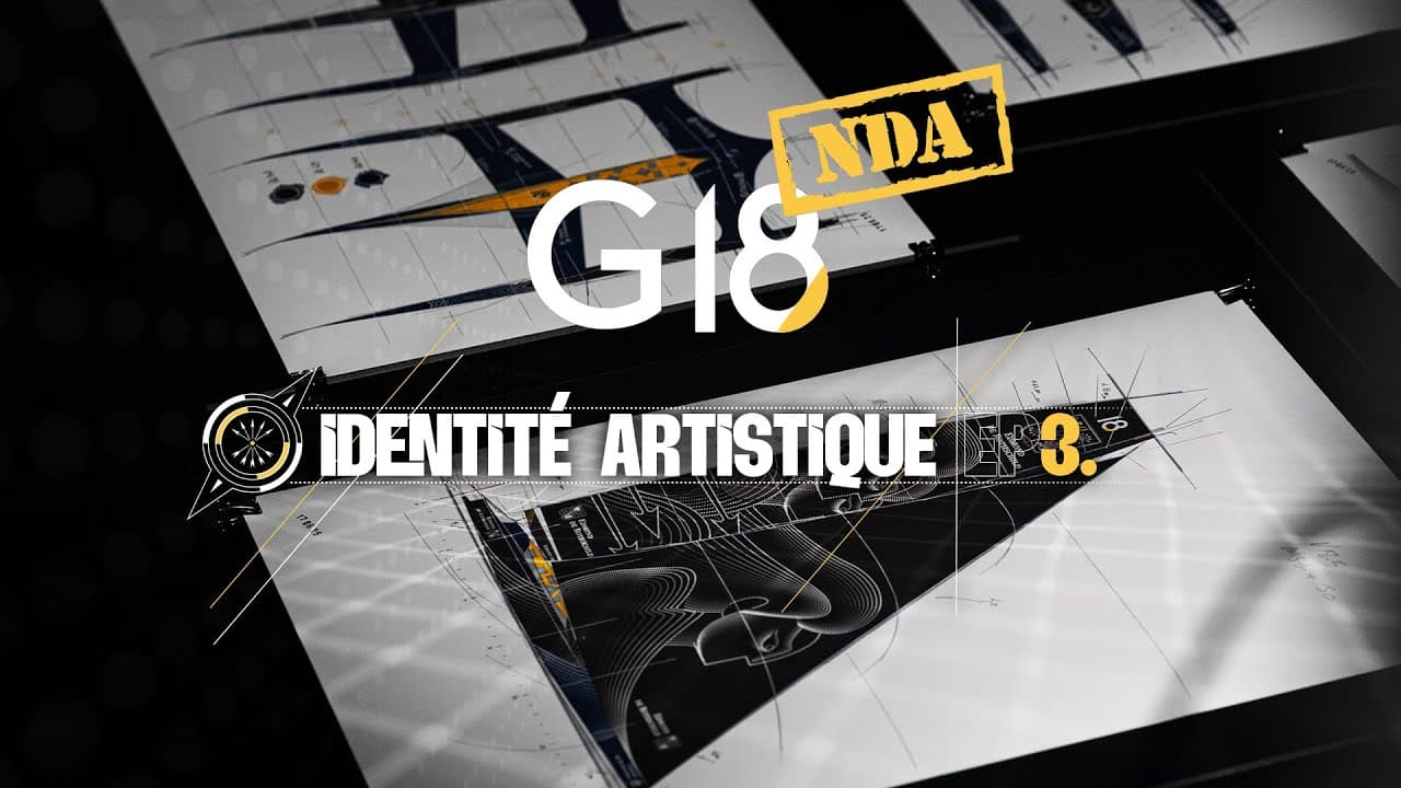 Planches de l'identité graphique du Maxi Edmond de Rothschild sur une table à dessin